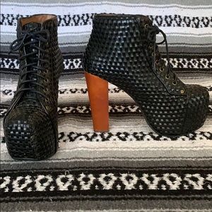 Jeffrey Campbell black woven platform lita boot